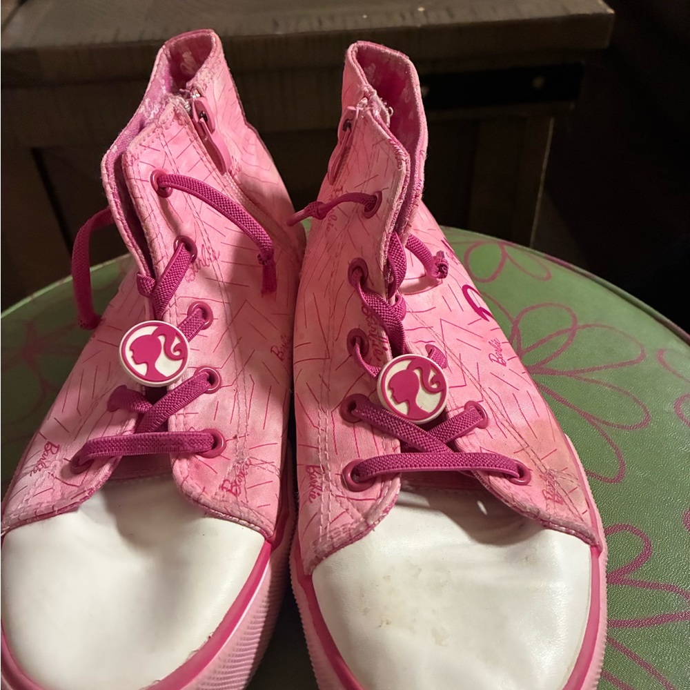 Mattel Barbie Pink and White Patterned Fabric